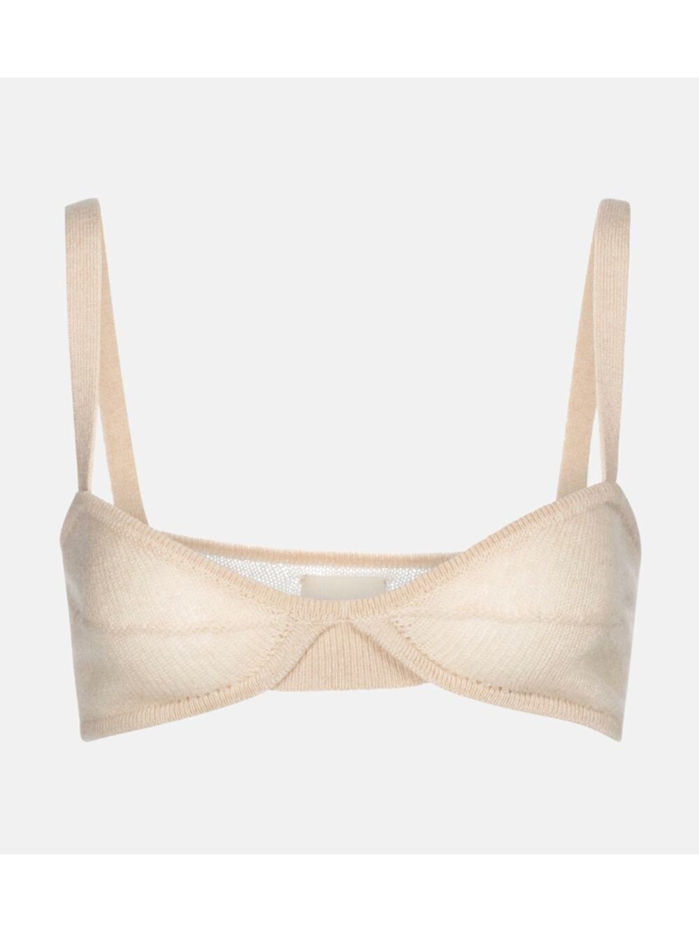 $520 Khaite Custard Cream Small Eda Knitted Cashmere Bralette Top Cream Beige
